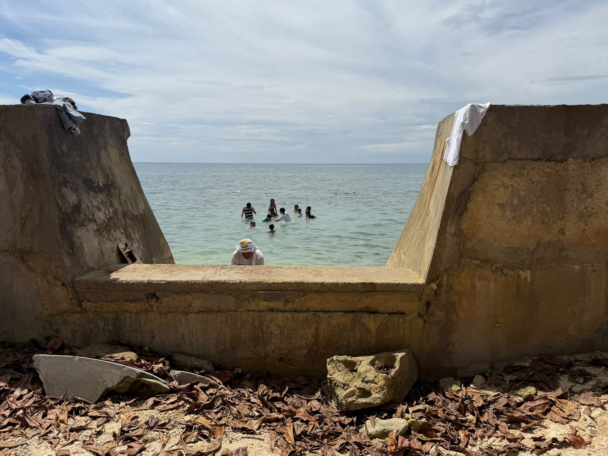 Yana and her family swimming in the sea in the Philippines